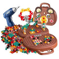 Assembly Toolbox Baby Puzzle Electric Drill Screwdriver (203 pcs) - Brown