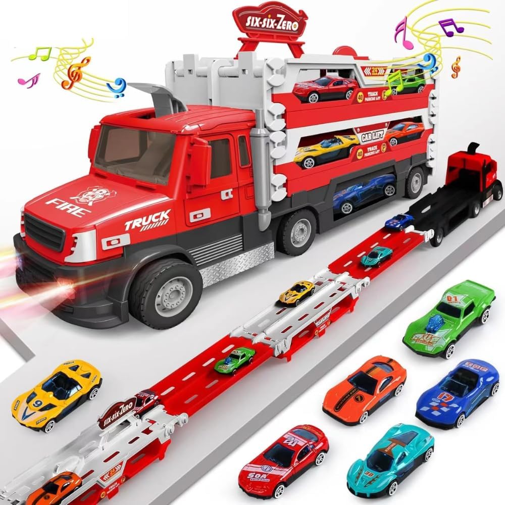 Mega Hauler & Racing Launcher Truck - Red