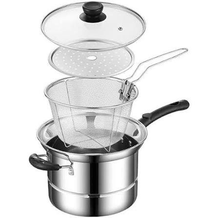 3pcs Stainless Steel Deep Fryer Set