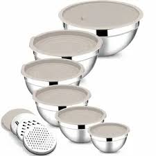 15PCS Stainless Steel Mixing Bowl Set with Airtight Lids