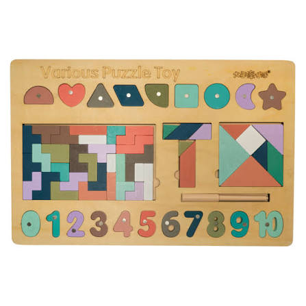 Wooden Pattern Shape 5-in-1 Toy