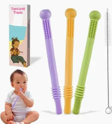 Silicone Tube Teething for Toddlers  Set of 3